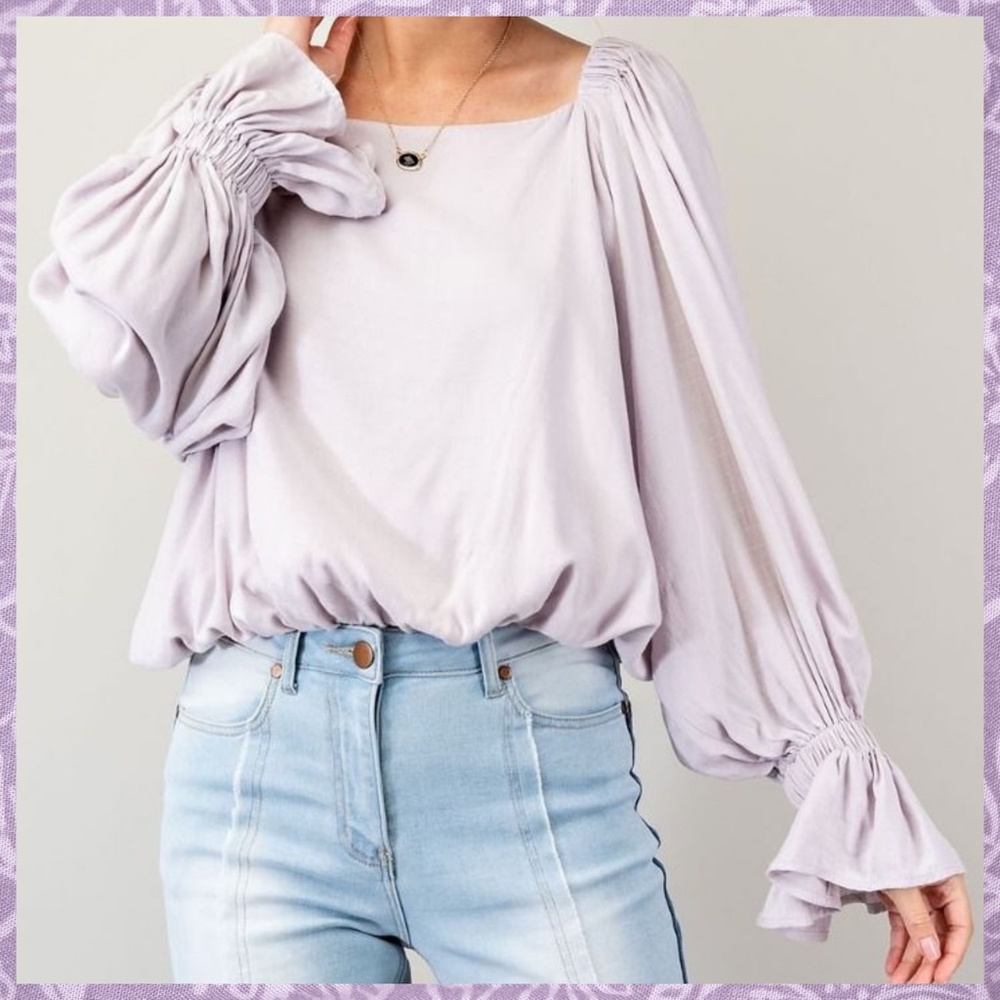 NWT EASEL Sexy Open Back Top WTie,Square Neck,Exaggerated Sleeves, Ruffled Cuffs - Picture 5 of 16